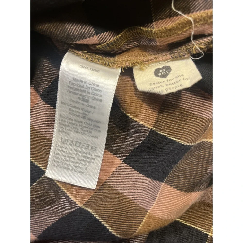 Madewell Pink Brown Black Plaid Flannel Button-Down Shirt Size XS - Picture 5 of 5